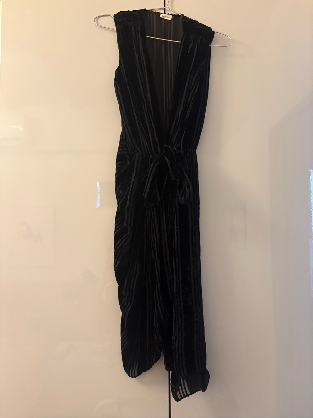 L'AGENCE Black Velvet Wrap Dress